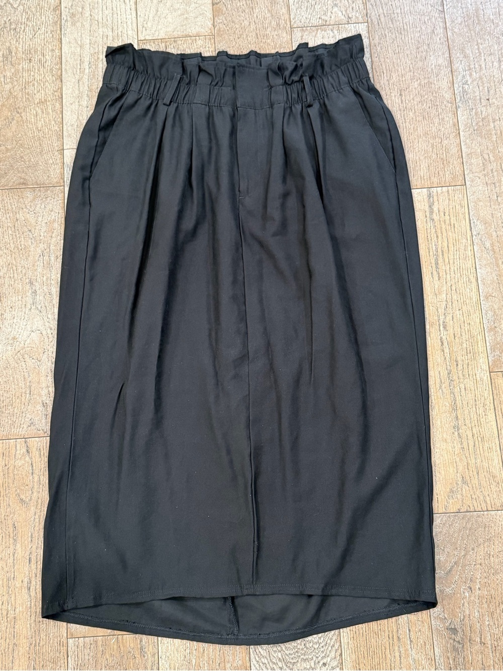 Lane Bryant Black Paperbag Waist Midi Skirt Plus Size 16 Goth Quiet Luxury